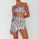 El Camino Mosaic Mini Skirt Silver