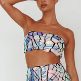 El Camino Mosaic Bandeau Crop Top Silver