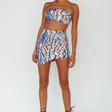 El Camino Mosaic Bandeau Crop Top Silver