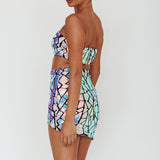 El Camino Mosaic Bandeau Crop Top Silver