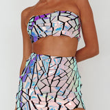 El Camino Mosaic Bandeau Crop Top Silver