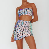 El Camino Mosaic Bandeau Crop Top Silver