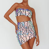 El Camino Mosaic Bandeau Crop Top Silver