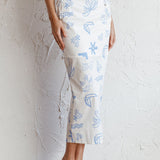 Graziella Lace Up Midi Skirt Printed White