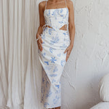 Graziella Lace Up Midi Skirt Printed White