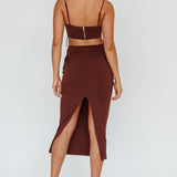 Graziella Lace Up Midi Skirt Chocolate