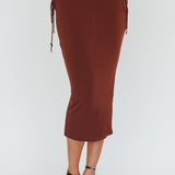 Graziella Lace Up Midi Skirt Chocolate