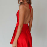 Bella Notte Plunging A-Line Mini Dress Cherry
