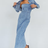 Press Play Strapless Maxi Dress Denim Blue