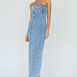 Press Play Strapless Maxi Dress Denim Blue