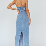 Press Play Strapless Maxi Dress Denim Blue