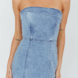 Press Play Strapless Maxi Dress Denim Blue