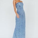 Press Play Strapless Maxi Dress Denim Blue