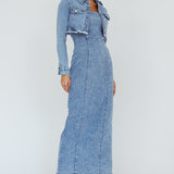 Press Play Strapless Maxi Dress Denim Blue