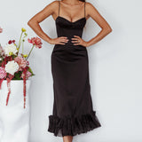 Buona Sera Hem Decoration Midi Dress Black