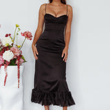 Buona Sera Hem Decoration Midi Dress Black
