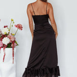 Buona Sera Hem Decoration Midi Dress Black