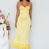 Buona Sera Hem Decoration Midi Dress Lemon