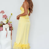 Buona Sera Hem Decoration Midi Dress Lemon
