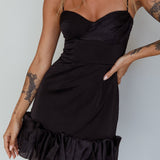 Buona Sera Hem Decoration Mini Dress Black
