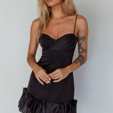 Buona Sera Hem Decoration Mini Dress Black