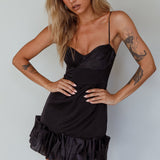 Buona Sera Hem Decoration Mini Dress Black