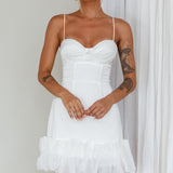 Buona Sera Hem Decoration Mini Dress White
