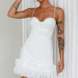 Buona Sera Hem Decoration Mini Dress White