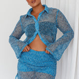 Lexi Ruched Side Mini Skirt Cerulean