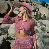 Lexi Long Sleeve Button Top Barbie Pink