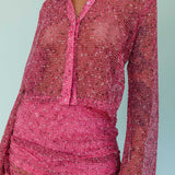 Lexi Long Sleeve Button Top Barbie Pink