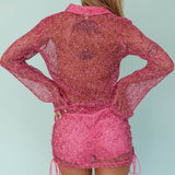 Lexi Long Sleeve Button Top Barbie Pink