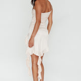After Party One Shoulder Ruffle Mini Dress Champagne