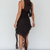 After Party Ruffle Trim Mini Dress Black