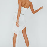 After Party Ruffle Trim Mini Dress White