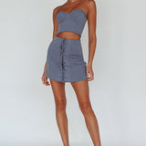 Ventura Lace-Up Skirt Suit Grey