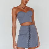 Ventura Bustier Crop Top Suit Grey