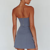Ventura Bustier Crop Top Suit Grey
