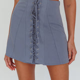 Ventura Lace-Up Skirt Suit Grey