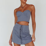 Ventura Bustier Crop Top Suit Grey