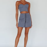 Ventura Lace-Up Skirt Suit Grey