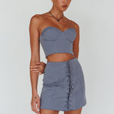 Ventura Bustier Crop Top Suit Grey