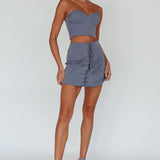 Ventura Bustier Crop Top Suit Grey