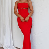 Mykonos Nights Strapless Maxi Dress Red