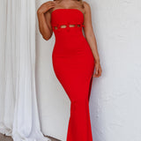 Mykonos Nights Strapless Maxi Dress Red