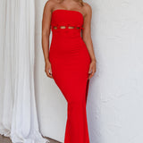 Mykonos Nights Strapless Maxi Dress Red