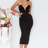 Dragonfly Lace-up Back Midi Dress Black