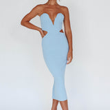 Dragonfly Lace-up Back Midi Dress Blue