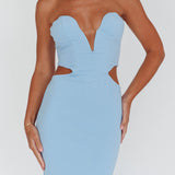 Dragonfly Lace-up Back Midi Dress Blue