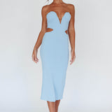 Dragonfly Lace-up Back Midi Dress Blue